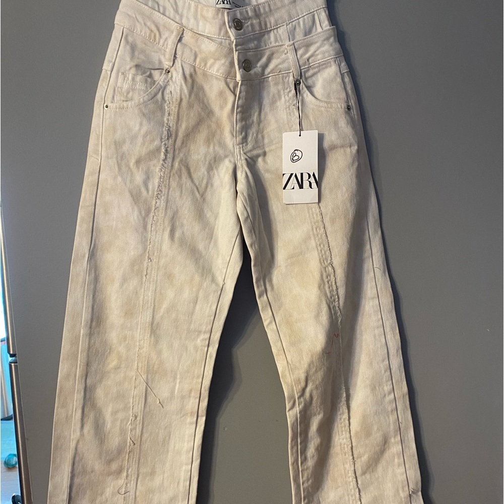 Zara signature denim slim frayed jeans
